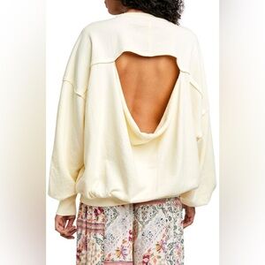 Free People Cream Open Back Sweater